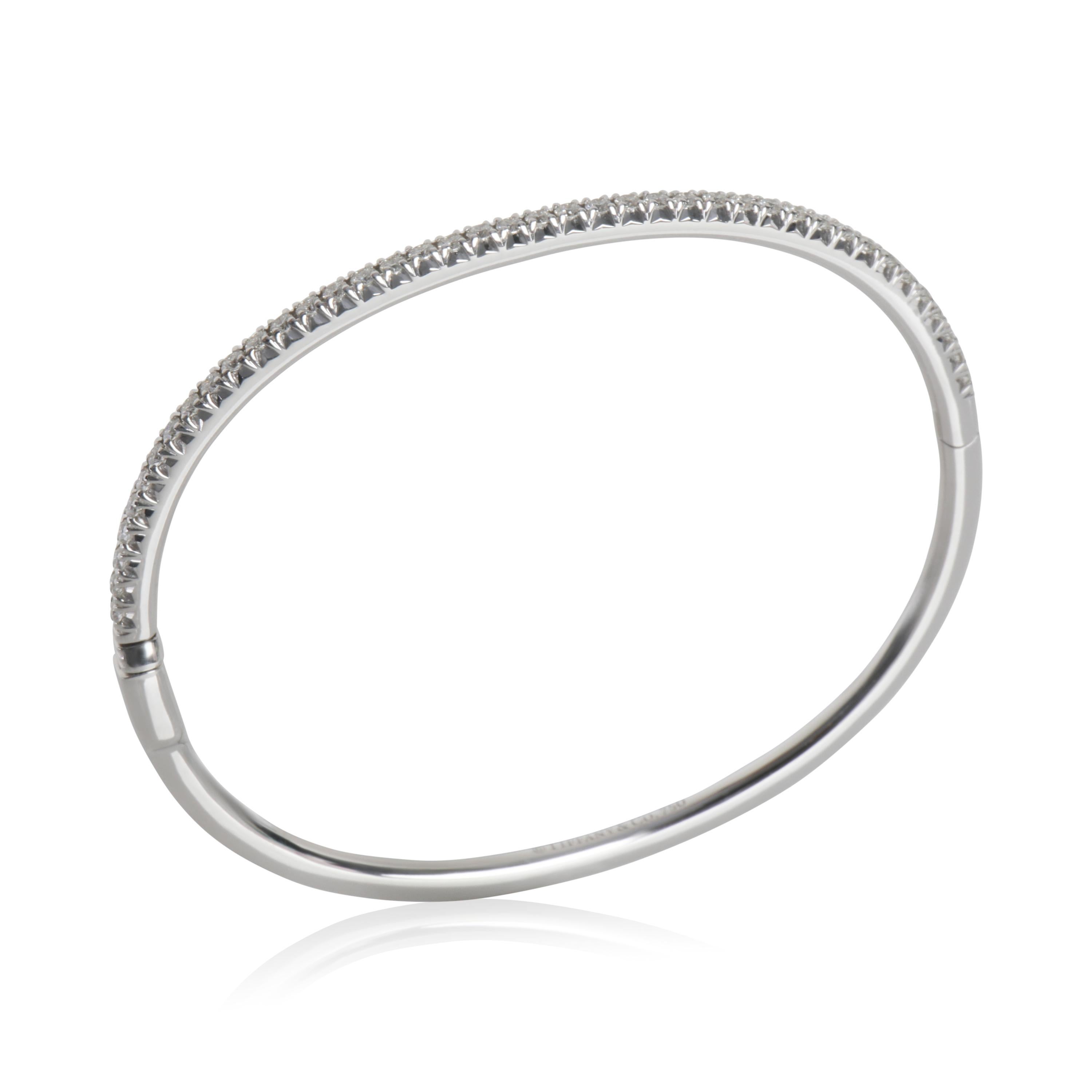 Donna Tiffany & Co. Bracciale con diamante a cerniera Metro in oro bianco in vendita