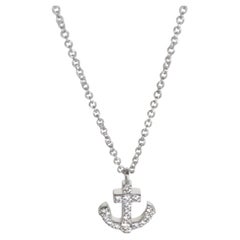 Tiffany & Co. White Gold Diamond Mini Anchor Pendant