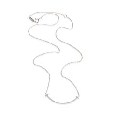 Tiffany & Co. White Gold Diamond Small Model Tiffany T Smile Necklace