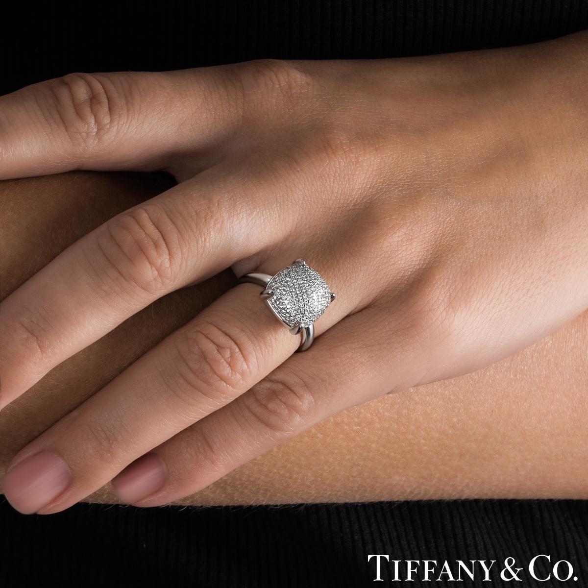 Tiffany & Co. White Gold Diamond Sugar Stacks Ring In Excellent Condition In London, GB