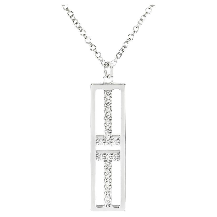 Tiffany & Co. White Gold Diamond T Pendant