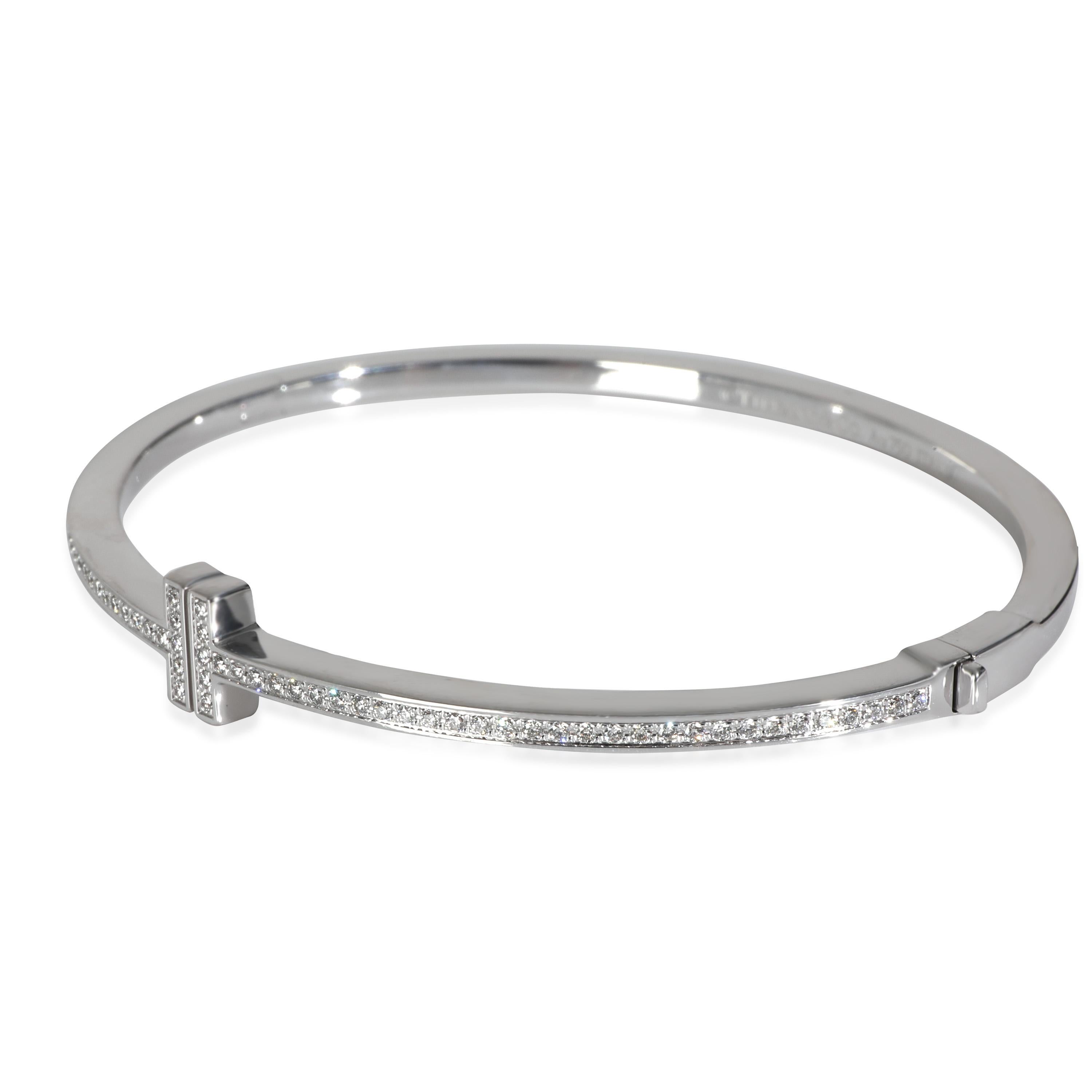 Tiffany & Co. Bracelet à charnière en or blanc avec diamants Tiffany T Diamond Bon état - En vente à New York, NY