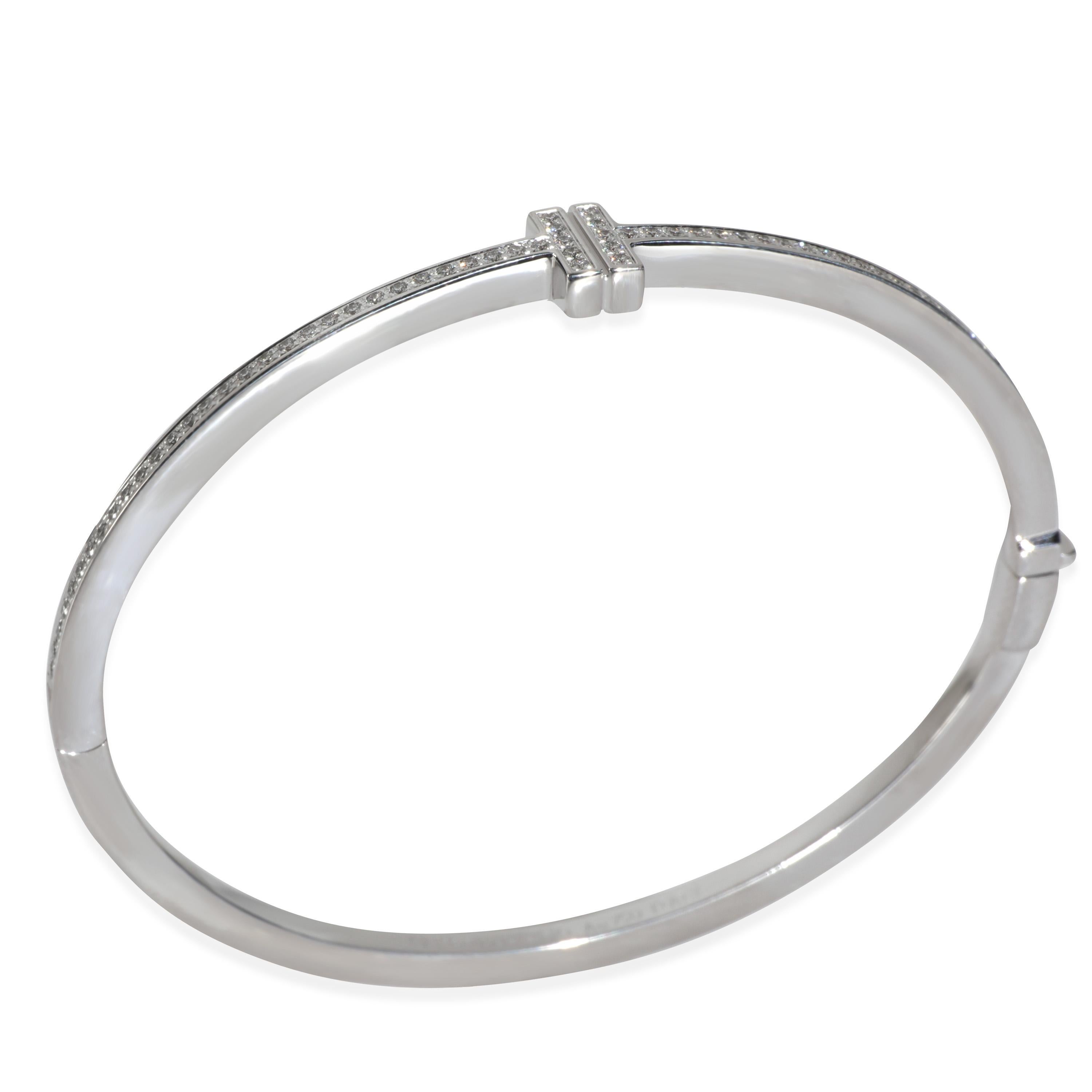 Tiffany & Co. Bracelet à charnière en or blanc avec diamants Tiffany T Diamond Pour femmes en vente