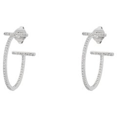 Tiffany & Co. White Gold Diamond Tiffany T Hoop Earrings