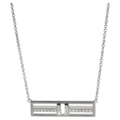 Tiffany & Co. White Gold Diamond Tiffany T Horizontal Bar Pendant