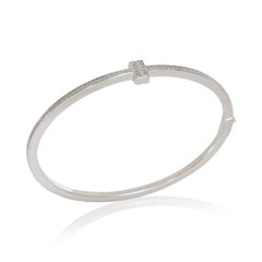 Tiffany & Co. White Gold Diamond Tiffany T Narrow Hinged Bracelet