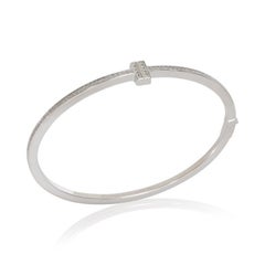 Tiffany & Co. White Gold Diamond Tiffany T Narrow Hinged Bracelet