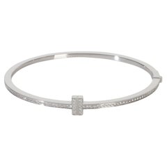 Tiffany & Co. White Gold Diamond Tiffany T Narrow Hinged Bracelet