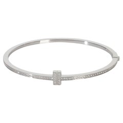 Tiffany & Co. White Gold Diamond Tiffany T Narrow Hinged Bracelet