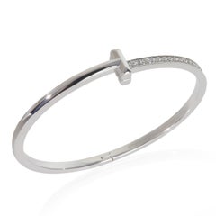 Tiffany & Co. White Gold Diamond Tiffany T T1 Narrow Hinged Bracelet