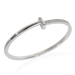 Tiffany & Co. White Gold Diamond Tiffany T T1 Narrow Hinged Bracelet