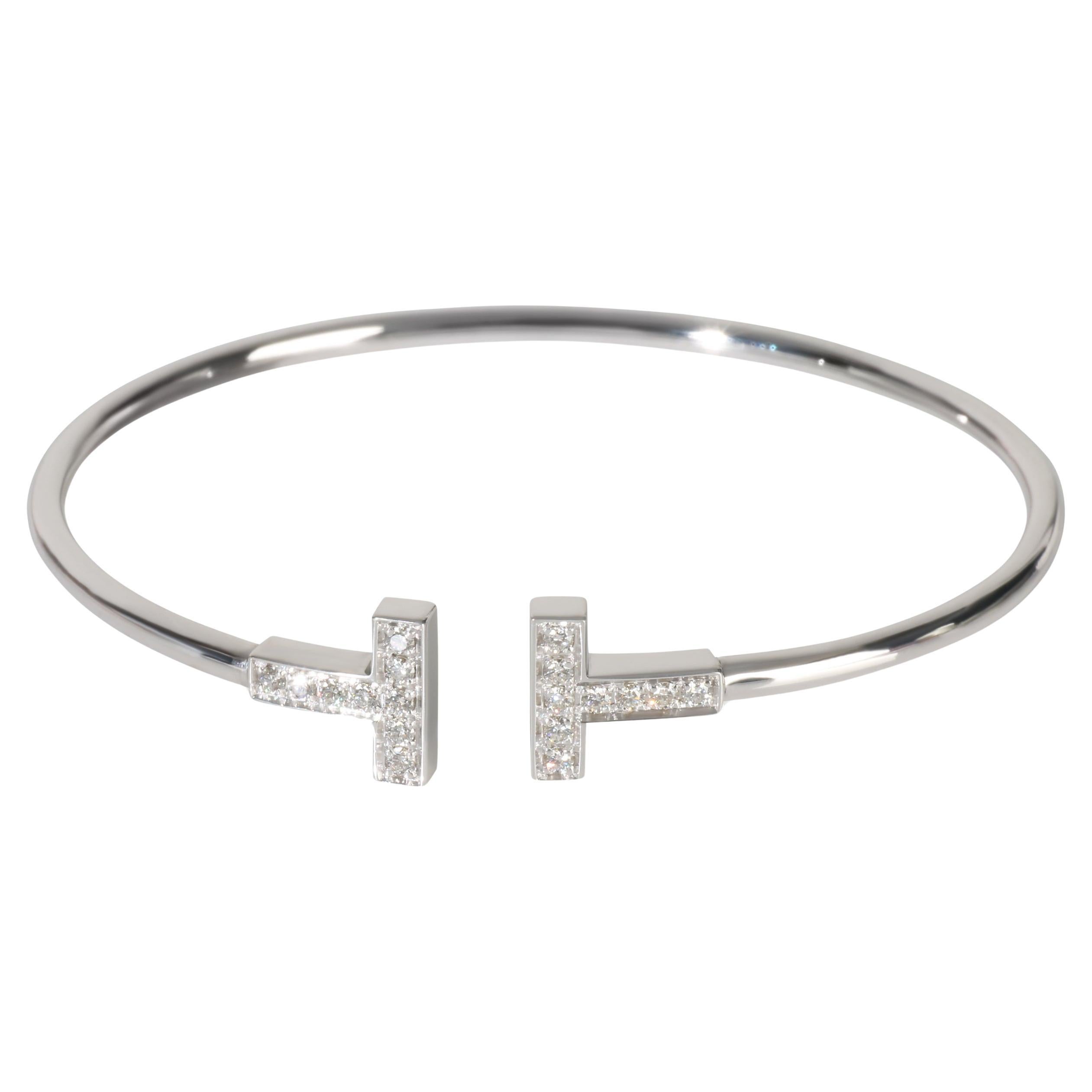 Tiffany 
Co. White Gold Diamond Tiffany T Wire Bracelet en vente
