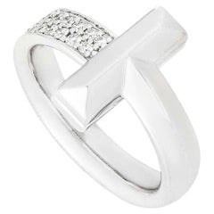 Tiffany 
Co. White Gold Diamond Tiffany T1 Ring Size L 68172063