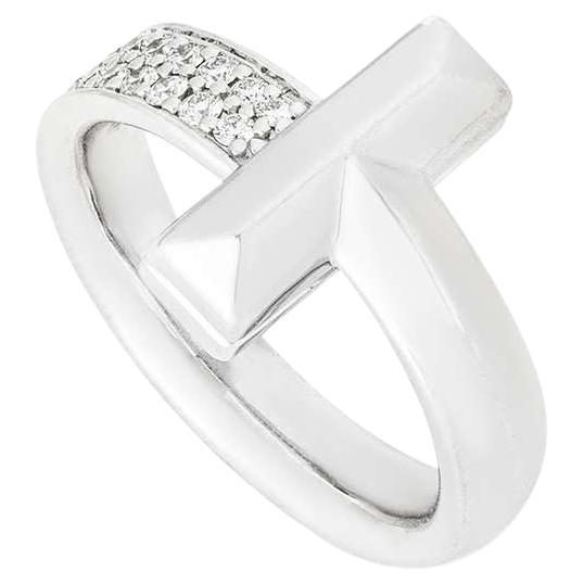 Tiffany 
Co. White Gold Diamond Tiffany T1 Ring Size P 68172152 For Sale
