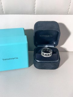Tiffany & Co. White Gold Full Diamond Hollow Lace Window Ring, Size 55