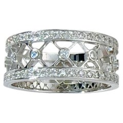 Tiffany & Co. White Gold Full Diamond Hollow Lace Window Ring, Size 55
