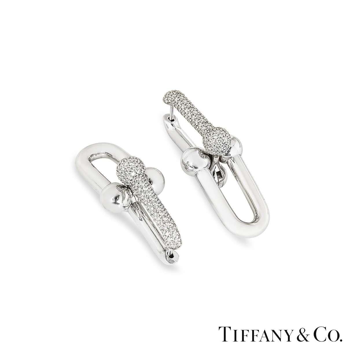 Taille brillant Tiffany & Co. Boucles d'oreilles en or blanc avec diamants à gros maillons 1.18ct TDW 7035315 en vente