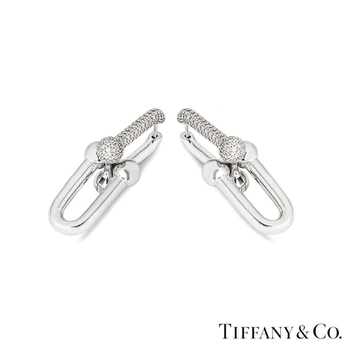 Tiffany & Co. Boucles d'oreilles en or blanc avec diamants à gros maillons 1.18ct TDW 7035315 Excellent état - En vente à Mayfair, London, London
