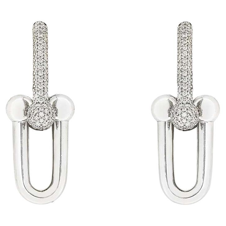 Tiffany & Co. Boucles d'oreilles en or blanc avec diamants à gros maillons 1.18ct TDW 7035315 en vente