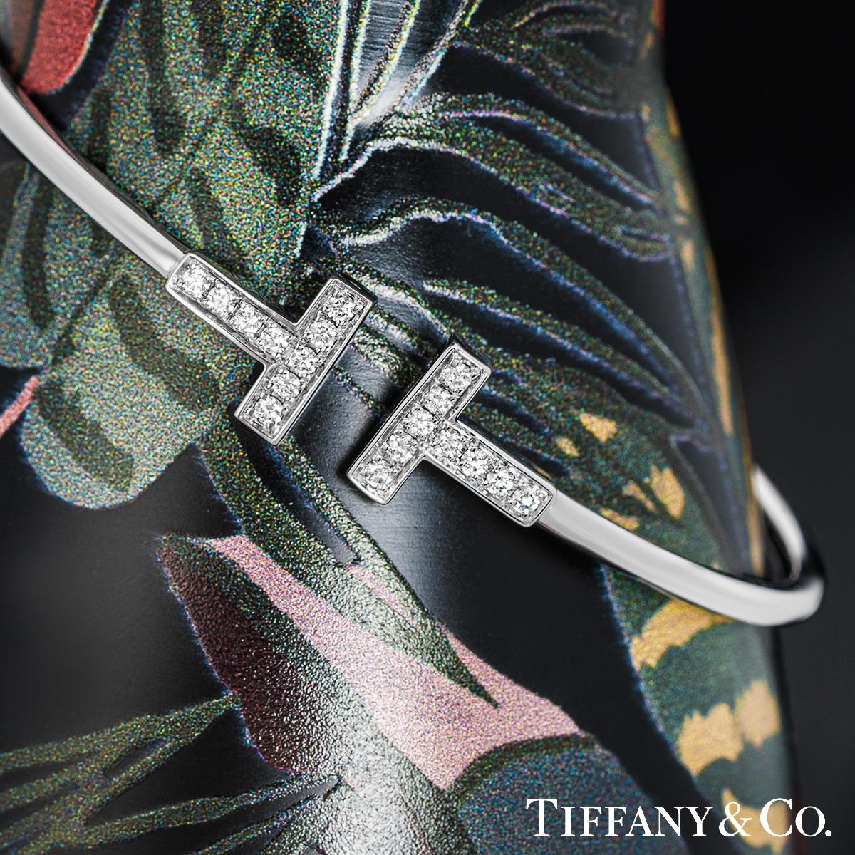 Women's or Men's Tiffany & Co. White Gold Tiffany T Diamond Wire Bracelet