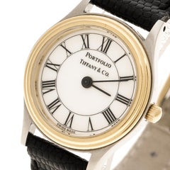 Tiffany & Co. White Gold Tone Stainless Steel Portfolio Women's Wristwatch 24 mm