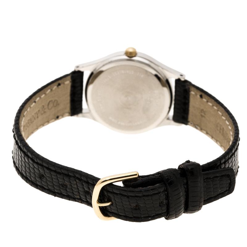 Tiffany & Co. White Gold Tone Stainless Steel Portfolio Women's Wristwatch 24 mm Damen