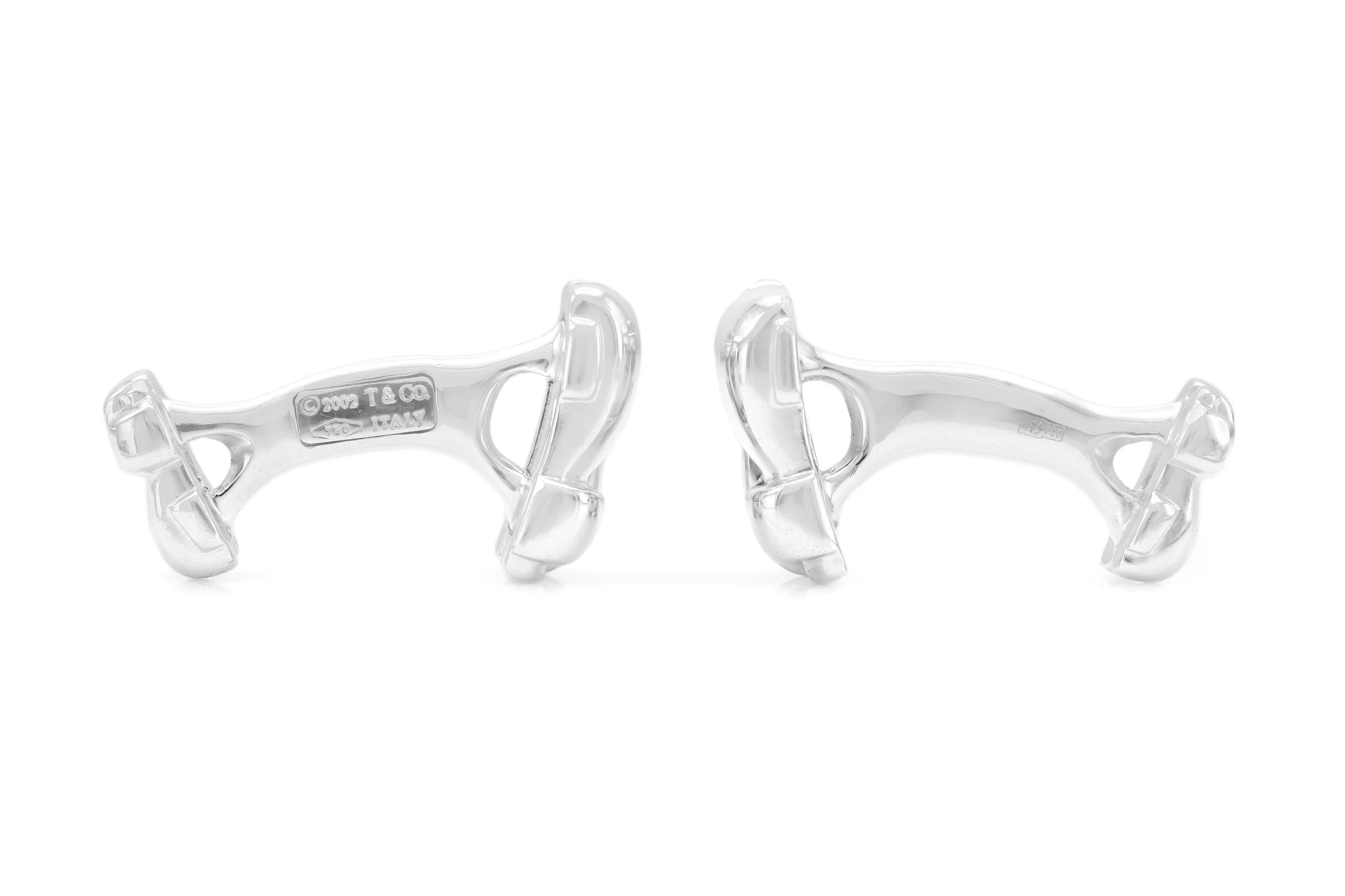 Tiffany & Co. White Gold Weave Cufflinks In Good Condition In New York, NY