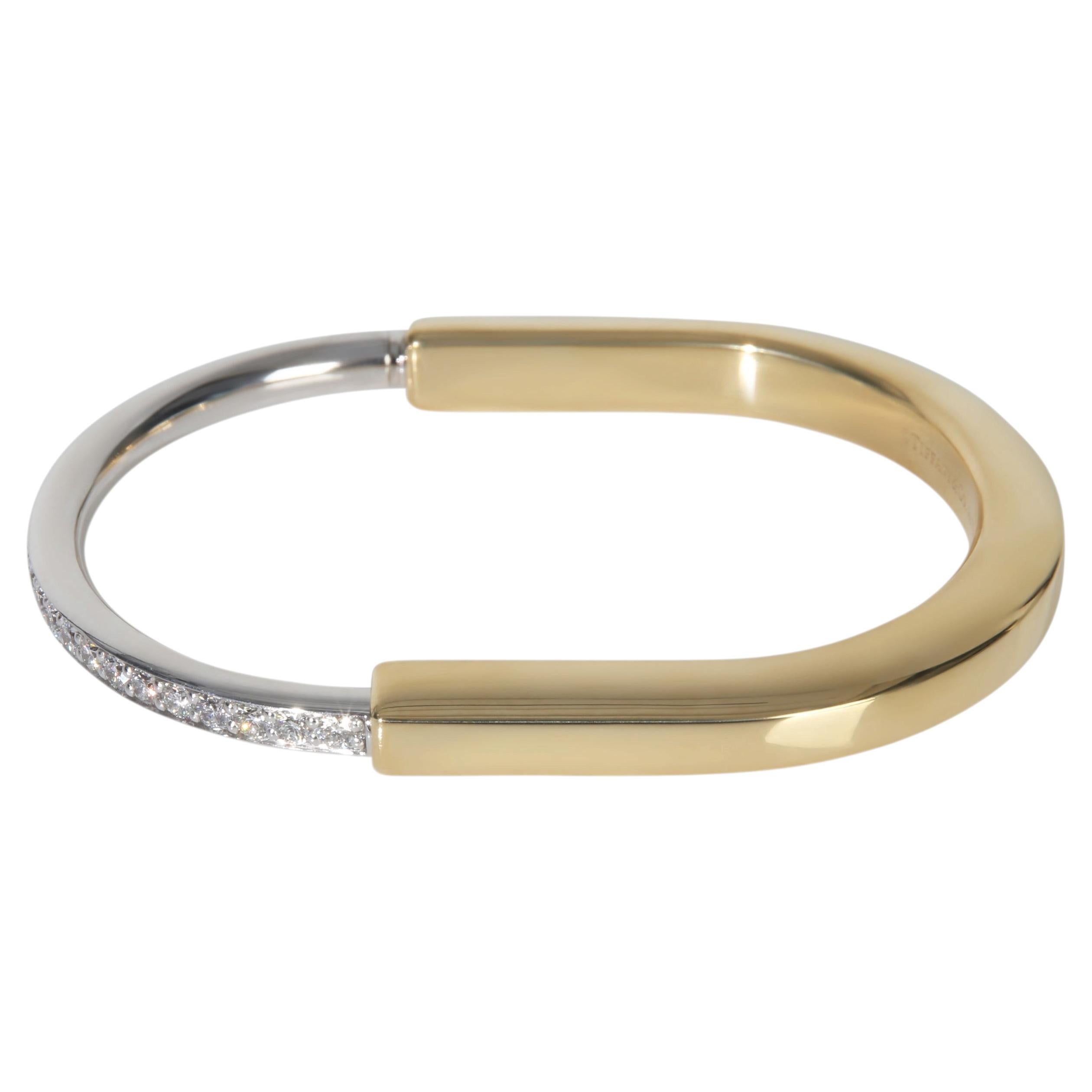 Tiffany & Co. White Gold & Yellow Gold Diamond Lock Bracelet, Size Small