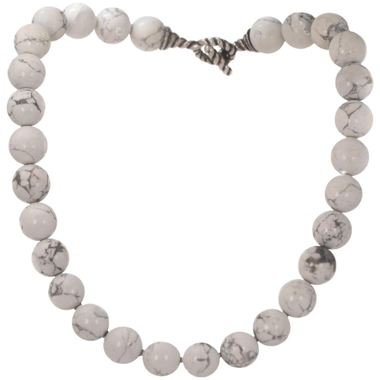 Tiffany & Co. White Howlite Bead and Sterling Silver Princess Necklace For Sale