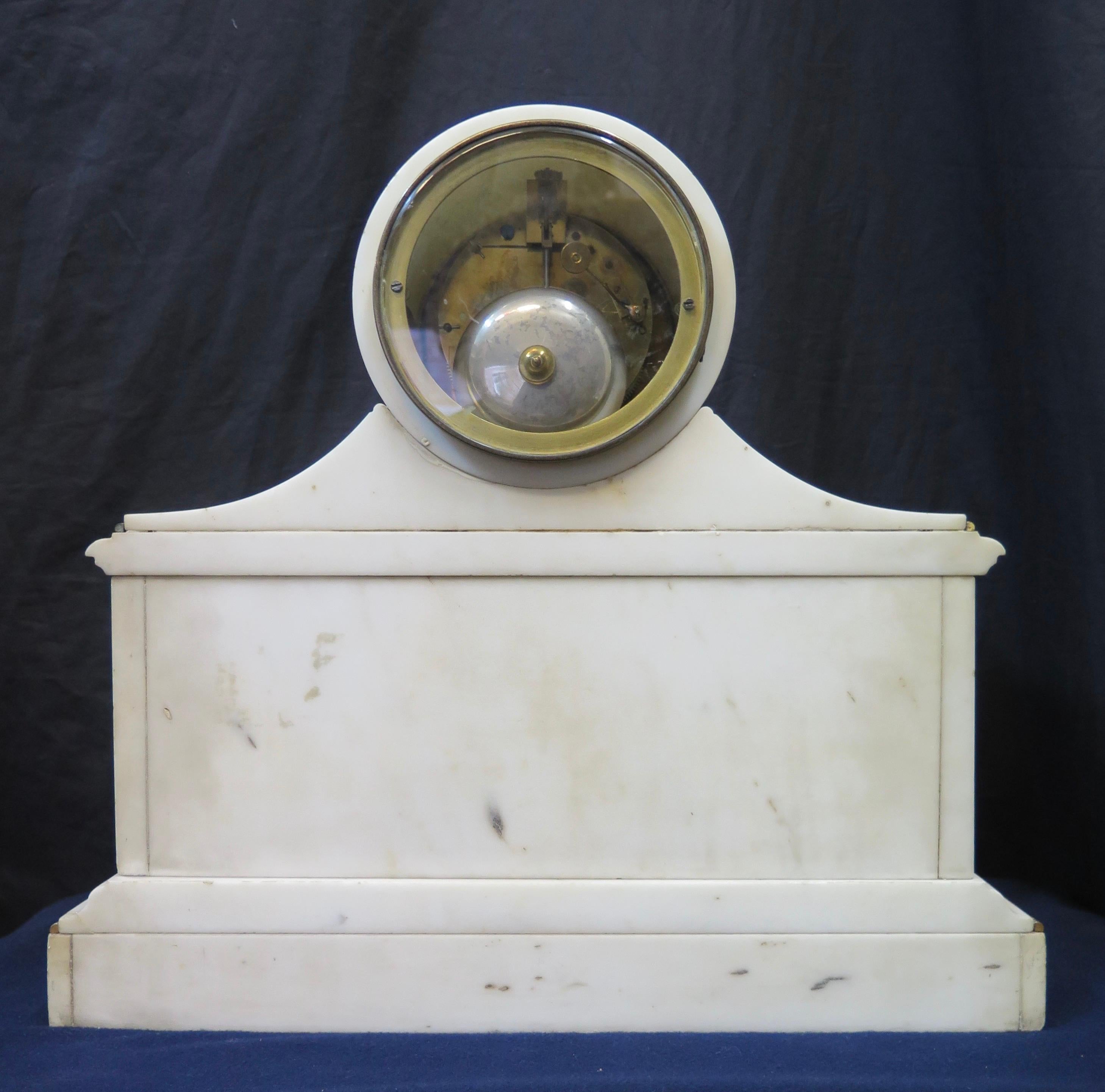 Tiffany & Co. White Marble Mantle Clock For Sale 1