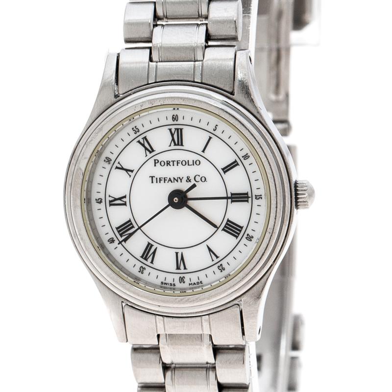 Tiffany & Co. Weiß Edelstahl Portfolio Damen Armbanduhr 24 mm (Zeitgenössisch)