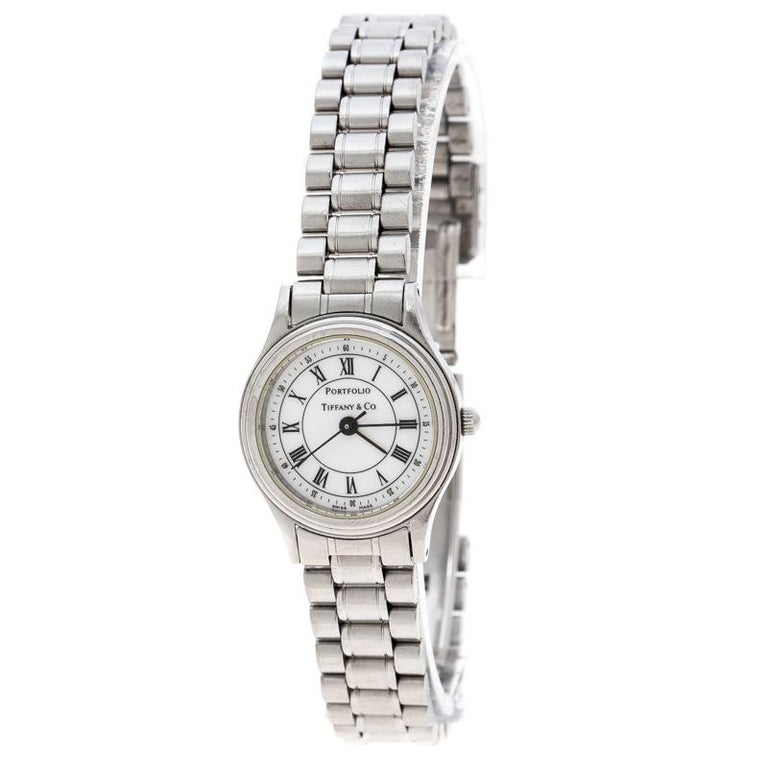 Tiffany and Co. White Stainless Steel Portfolio Women's Wristwatch 24
