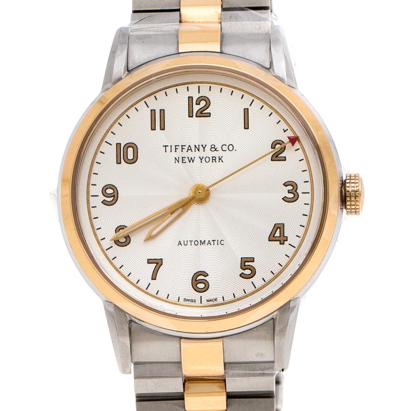 Contemporary Tiffany & Co. White Steel CT60® 3-Hand Automatic Women's Wristwatch 34mm