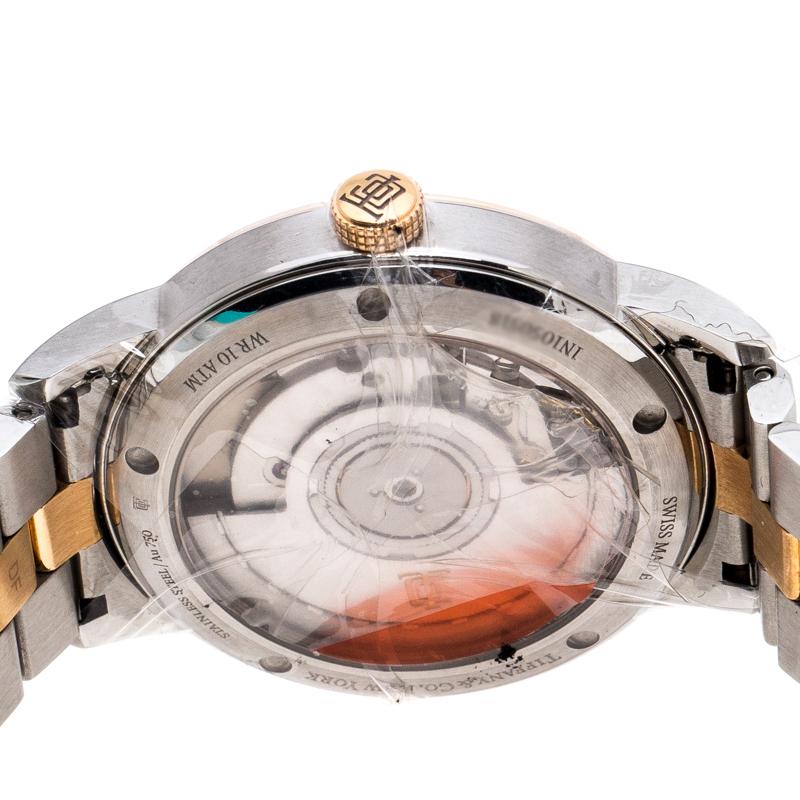Tiffany & Co. White Steel CT60® 3-Hand Automatic Women's Wristwatch 34mm In Excellent Condition In Dubai, Al Qouz 2