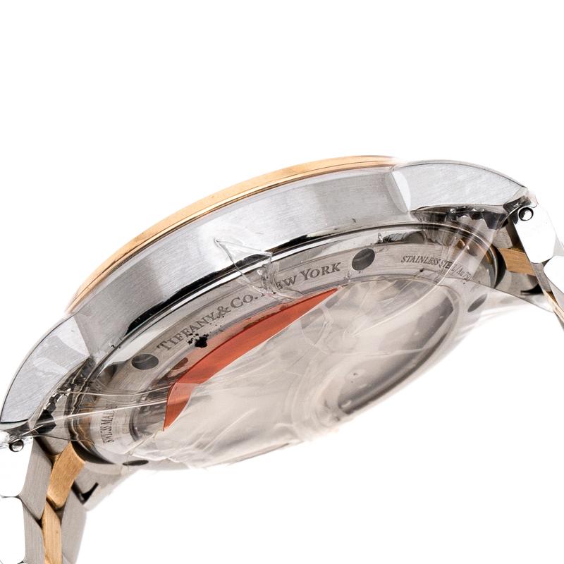 Tiffany & Co. White Steel CT60® 3-Hand Automatic Women's Wristwatch 34mm 3