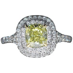Tiffany & Co. White Yellow Square Diamond Ring 0.94 Carat, VS2
