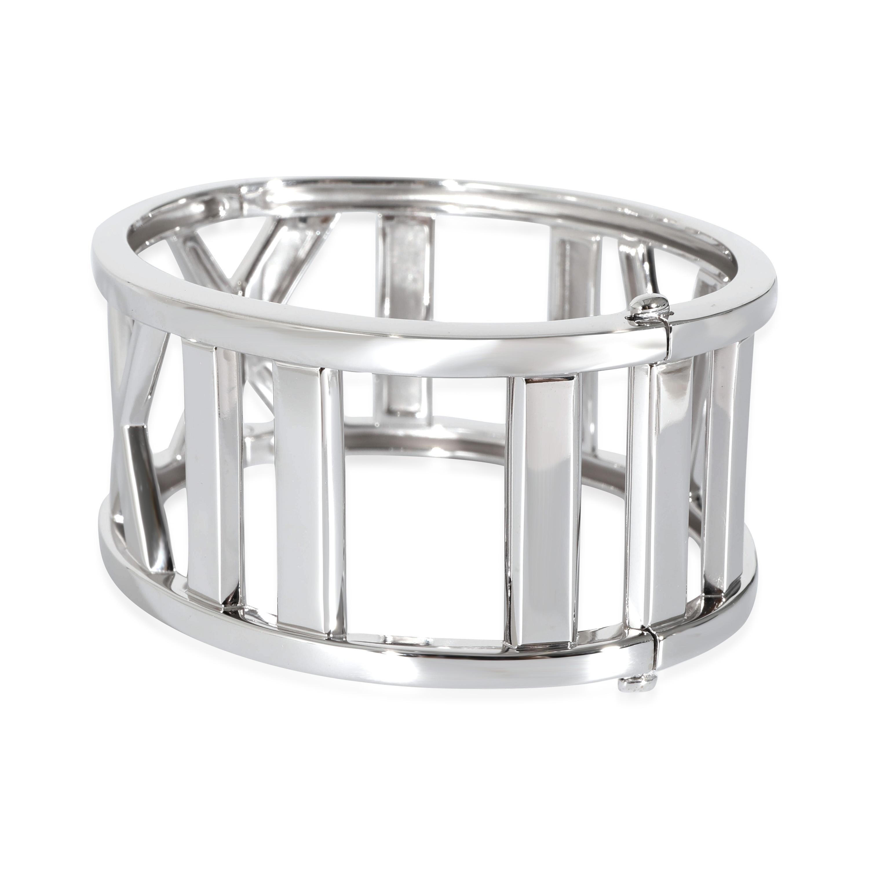 Tiffany & Co. Wide Atlas Open Bangle in 18k White Gold In Excellent Condition For Sale In New York, NY