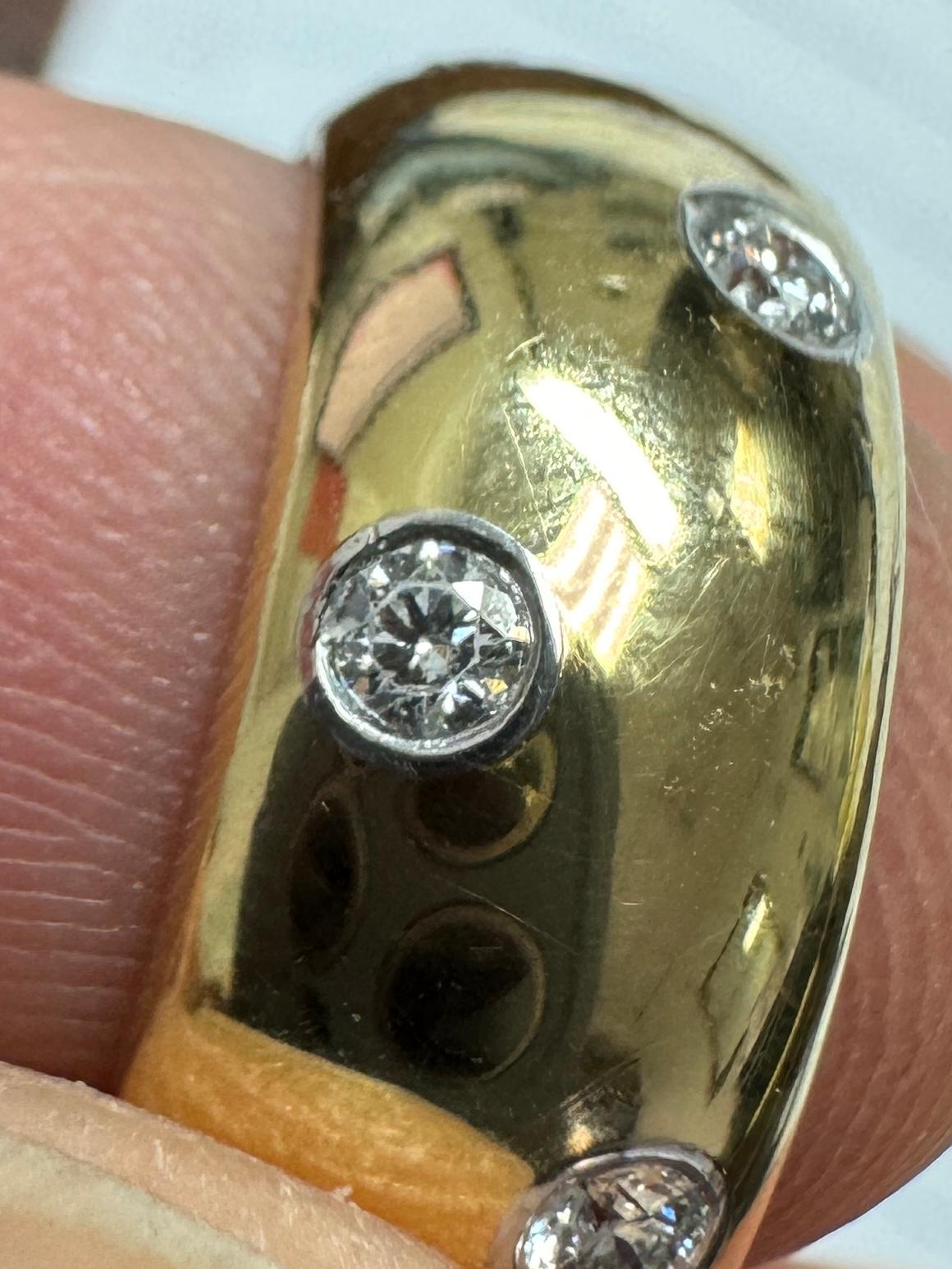Tiffany & Co. Wide Etoile 18K Yellow Gold Diamond and Platinum Band Size 5.5 8mm 4