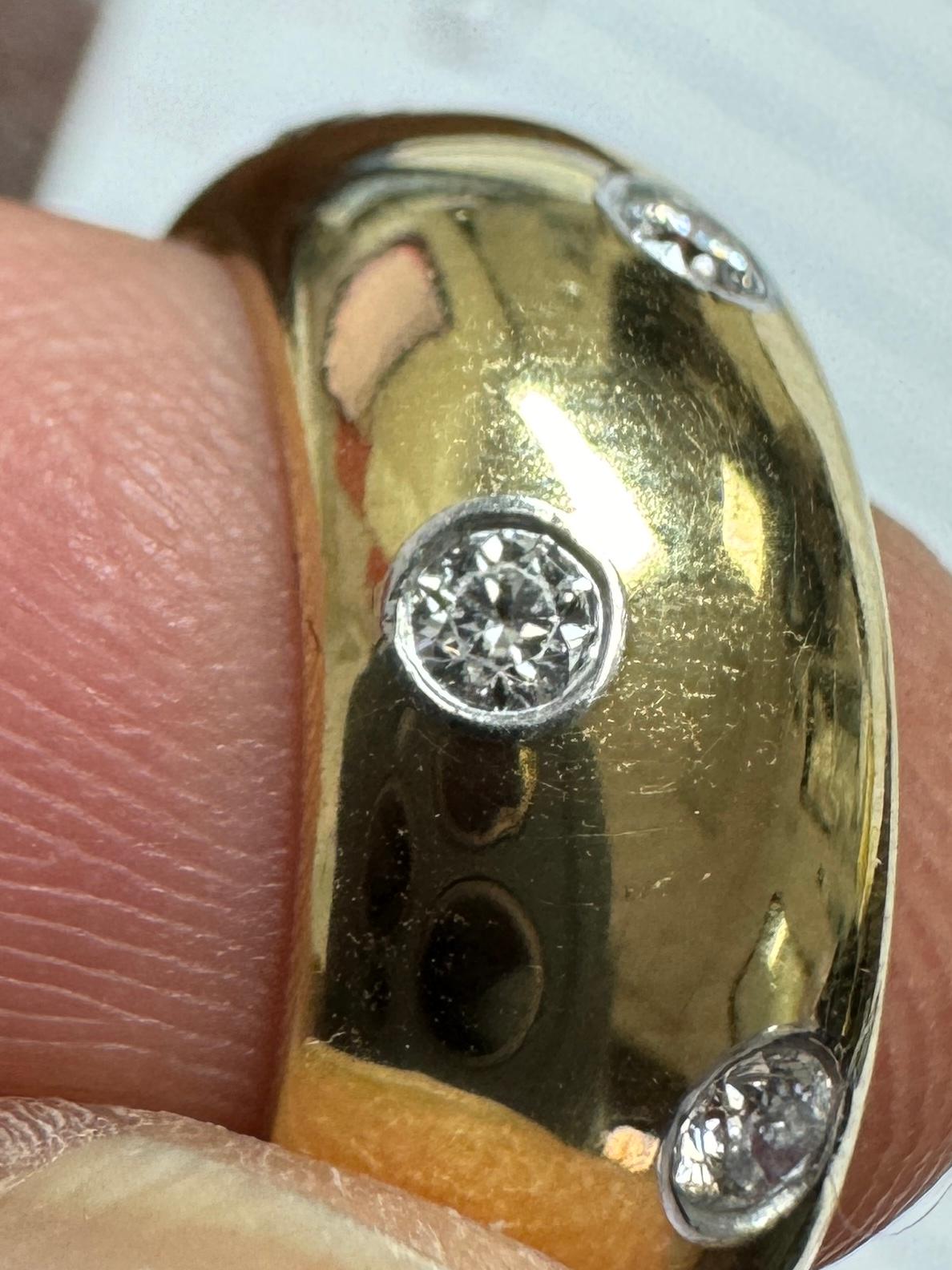 Tiffany & Co. Wide Etoile 18K Yellow Gold Diamond and Platinum Band Size 5.5 8mm 5