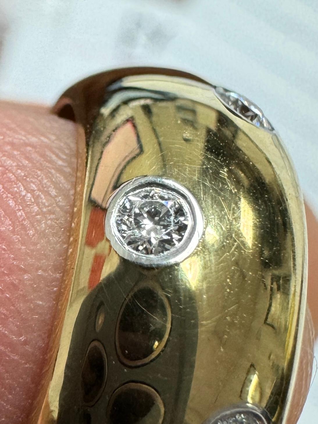 Tiffany & Co. Wide Etoile 18K Yellow Gold Diamond and Platinum Band Size 5.5 8mm 6