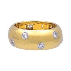 Tiffany & Co. Wide Etoile 18K Yellow Gold Diamond and Platinum Band Size 5.5 8mm