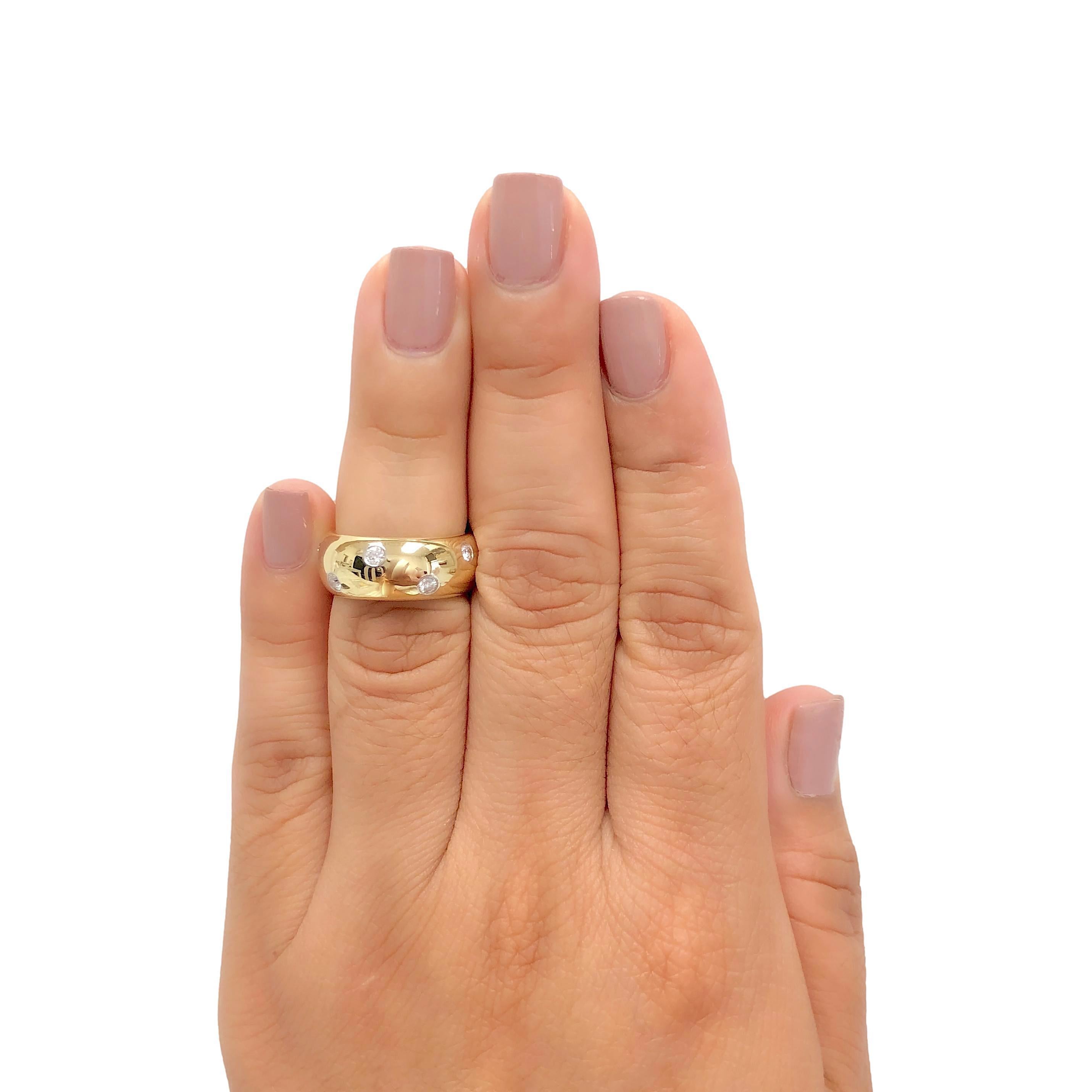 Tiffany & Co. Wide Etoile 18K Yellow Gold Diamond and Platinum Band Size 5.5 8mm In Good Condition In New York, NY