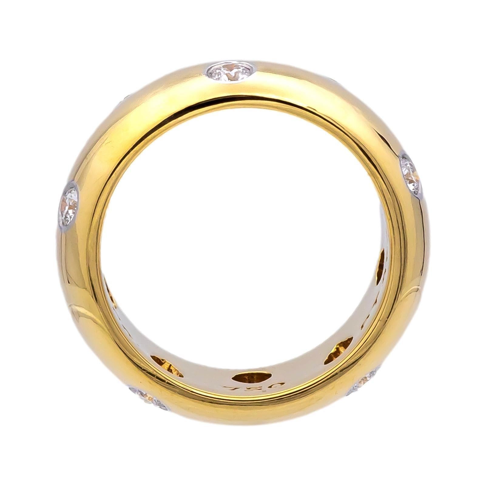 Round Cut Tiffany & Co. Wide Etoile 18K Yellow Gold Diamond and Platinum Band Size 5.5 8mm
