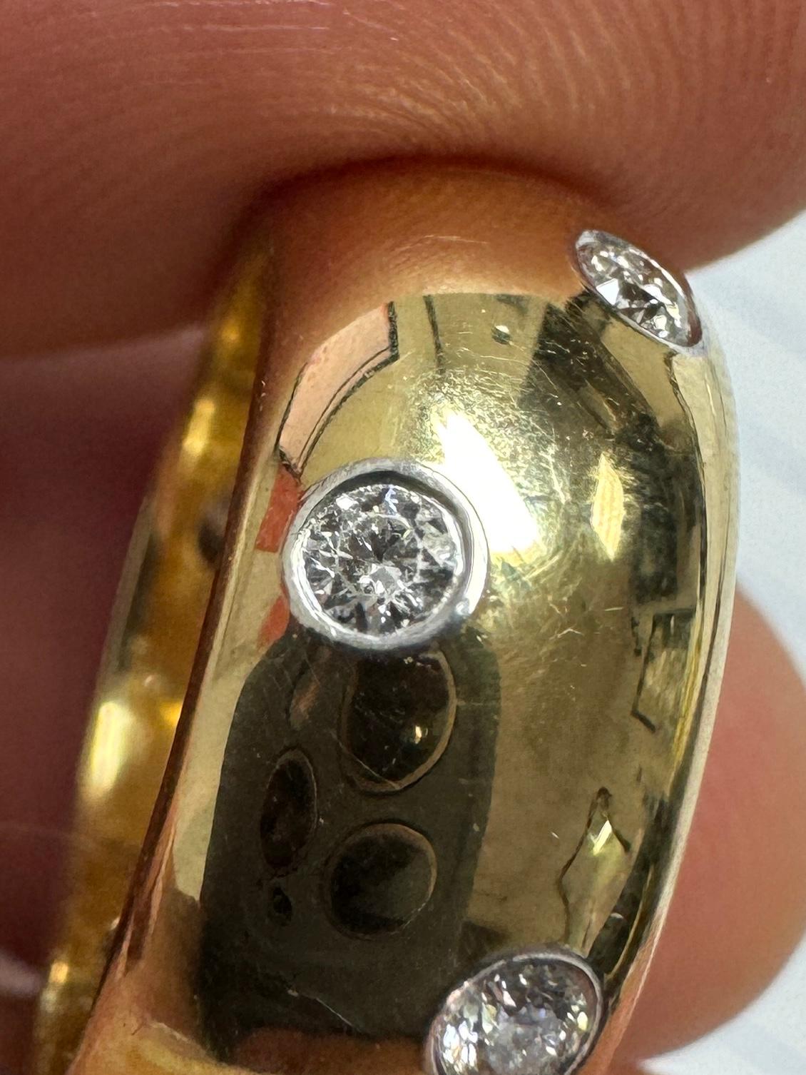 Tiffany & Co. Wide Etoile 18K Yellow Gold Diamond and Platinum Band Size 5.5 8mm 1
