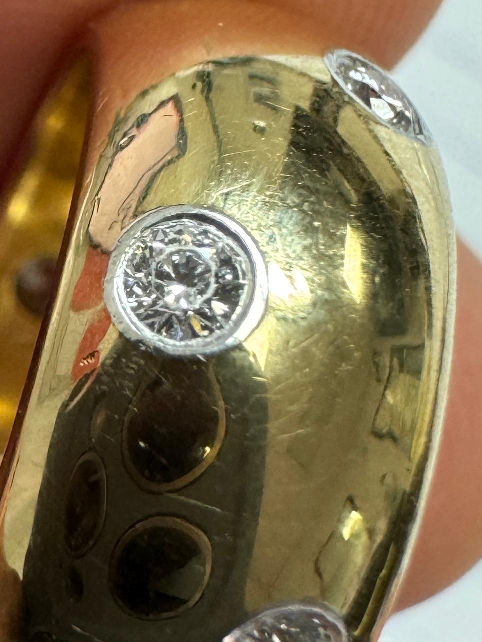 Tiffany & Co. Wide Etoile 18K Yellow Gold Diamond and Platinum Band Size 5.5 8mm 2