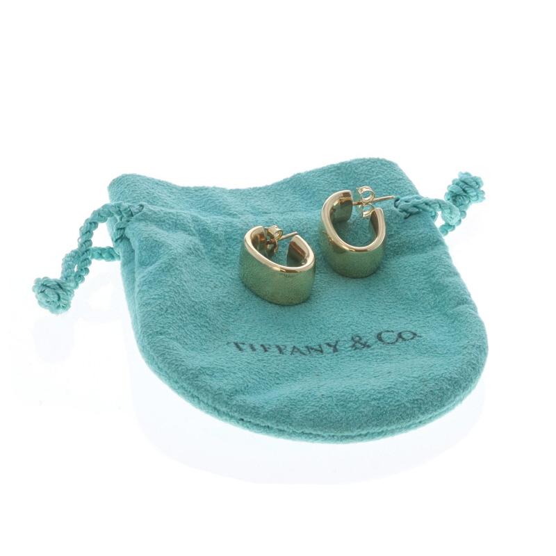 Tiffany & Co. Wide Half-Hoop Earrings - 18k Oval Pierced Italy For Sale 3
