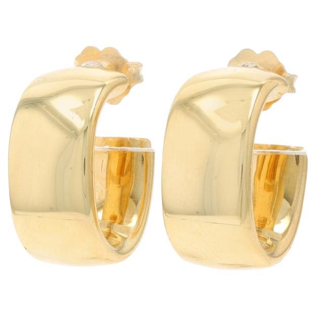 Tiffany & Co. Wide Half-Hoop Earrings - 18k Oval Pierced Italy For Sale