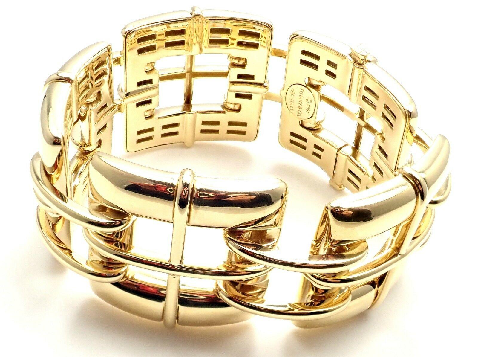Women's or Men's Tiffany & Co. Wide Link Yellow Gold Bracelet