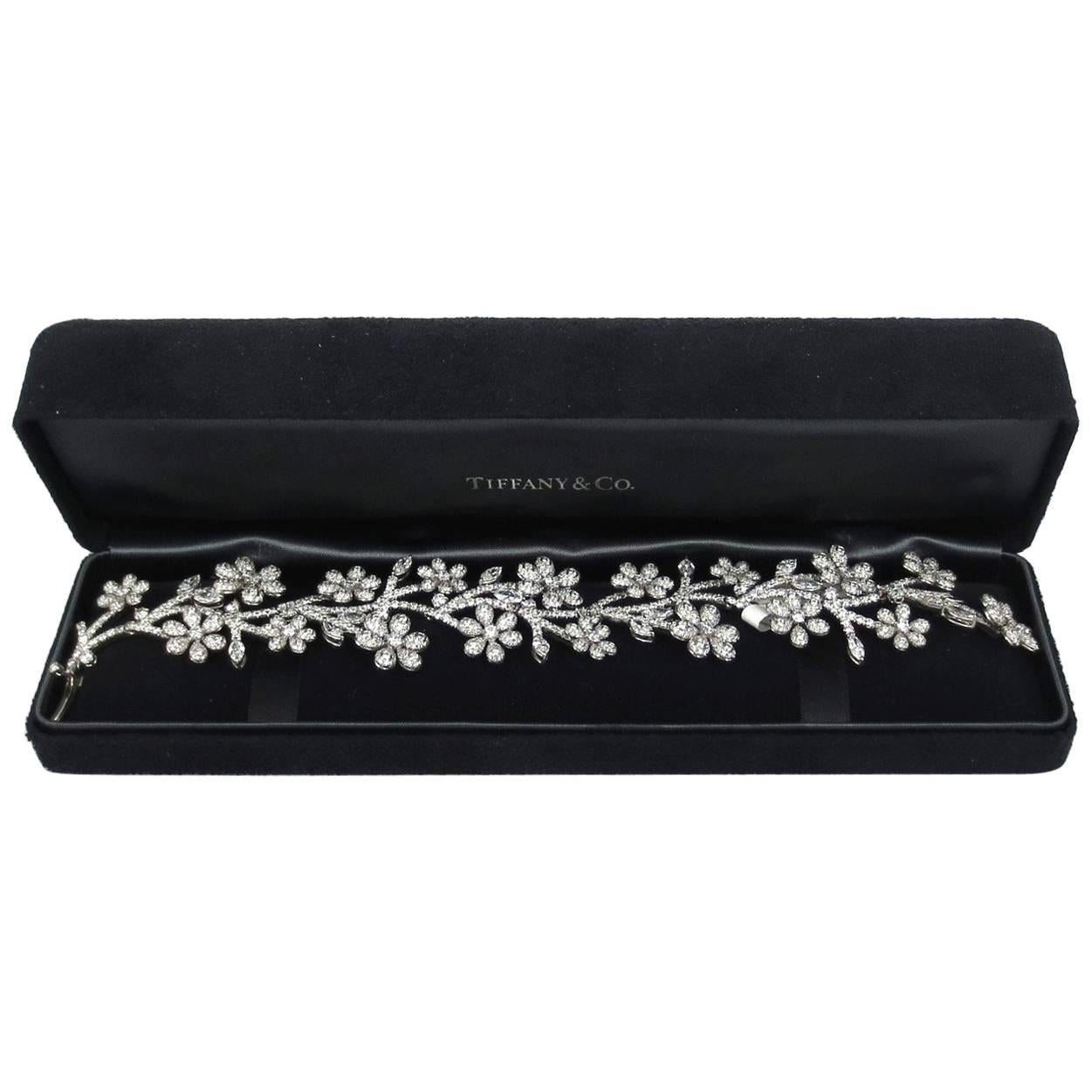 Tiffany & Co. Wide Platinum Floral Estate Bracelet