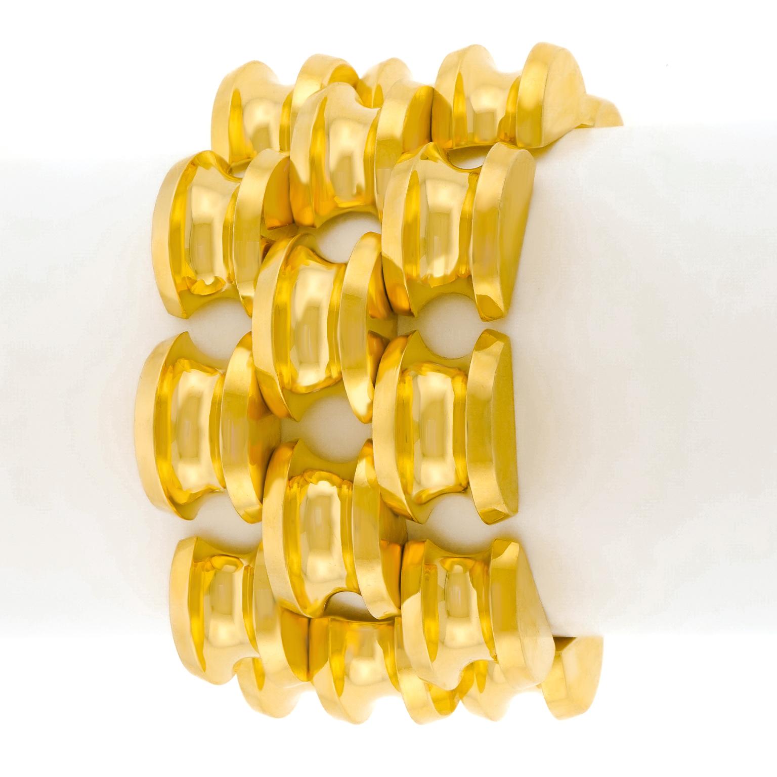 Tiffany & Co. Wide Retro-Fifties Gold Bracelet For Sale 2